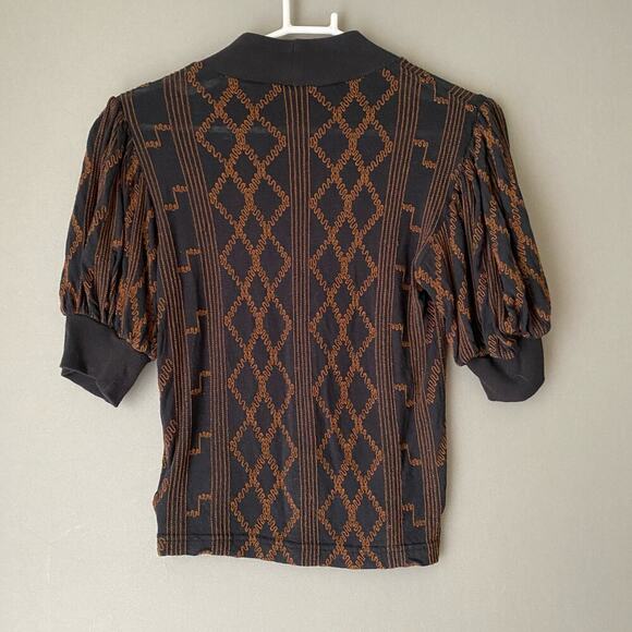 Free People sz S black copper boho prairie sweater top - Picture 7 of 9